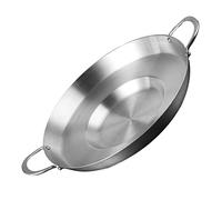 Mexican Discada Pan Stainless Steel Comal Frying Bowl Heavy Duty Concave Comal Convex Cazo Griddle Fryer Cookware for Home Kitchen Restaurant, Silver, 45cm
