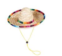 Mexican Dog Sombrero - Adjustable Straw Pet Hat for Parties | Fun Costume Accessory for Dogs Cats Celebrations Photos Props Holidays and Outdoor Occasions