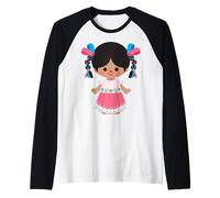 Mexican Doll Maria Mazahua Otomi Lele Traditional Handmade Raglan Baseball Tee