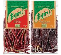 Mexican Dried Chillies Bundle - Arbol & Guajillo Peppers 2x75g - Authentic Mexican Chillies for Cooking, Sauces, Stews & Marinades