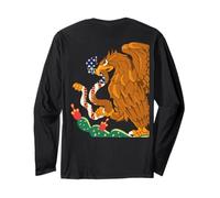 Mexican Eagle Shield with Snake in USA Flag Power & Patriot Long Sleeve T-Shirt