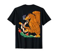 Mexican Eagle Shield with Snake in USA Flag Power & Patriot T-Shirt