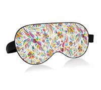 Mexican Ethnic Phoenix Birds Flowers Colorful Seamless Eye Masks Cover Blocks Light Sleep Mask Shade Cover Blindfold Relaxing Eyeshade Cover with Adjustable Head Strap for Men Women Kids