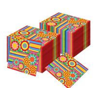 Mexican Fiesta Cocktail Napkins, Colourful Floral Rainbow, 40pcs