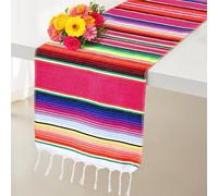 Mexican Fiesta Cotton Table Runner: 13×72Inches Cinco De Mayo Colorful Serape Striped Fringe Cotton Tablerunner Birthday Wedding Decor Perfect for Outdoor Picnic Kitchen Dining Party Mantel(1 Pcs)