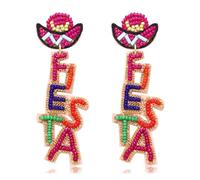 Mexican Fiesta Earrings Cinco De Mayo Earrings for Women Statement Beaded Cactus Earrings Mexican Accessories Holiday Jewelry Gifts, Zinc, No Gemstone