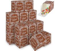 Mexican Fiesta Mini Gift Boxes, 50-Pack 3x3x3" Small Favor Boxes for Cinco de Mayo Party, Talavera Theme Wedding Baby Shower Supplies, Treat Box for Snack Candy Cake Popcorn Mini Gift (Brown White)