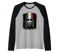 Mexican Flag Beanie Man National Pride Grunge Raglan Baseball Tee