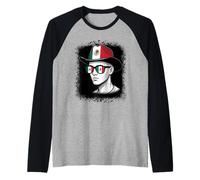 Mexican Flag Hat Sunglasses National Pride Raglan Baseball Tee