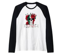 Mexican Flag Independence Day Mexico Mi Amor Skull Roses Raglan Baseball Tee