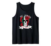 Mexican Flag Independence Day Mexico Mi Amor Skull Roses Tank Top