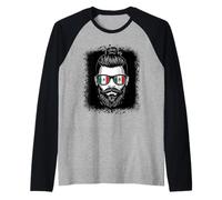 Mexican Flag Man Bun Beard National Pride Travel Raglan Baseball Tee
