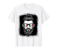 Mexican Flag Man Bun Beard National Pride Travel T-Shirt