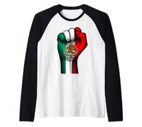 Mexican Flag Raised Fist Pride Viva Mexico Raglan Baseball Tee