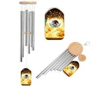 Mexican Flag with Golden Glittering Printed Wind Chimes for Outside Memorial Deep Tone Hanging Windchimes for Garden Yard DéCor
