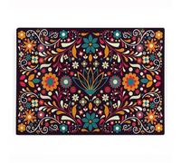 Mexican Floral Large Rectangular Glass Worktop Protector - Multicoloured Floral Homewares Gifts - Smooth Kitchen Chopping/Cutting Board Worktop Saver with Non-Slip Feet 39cm x 28.5cm (15" x 11")