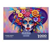 Mexican Floral Painted Skull Jigsaw Puzzle 1000 Pieces Puzzle Game 1000 Piece Paper for Adults Colorful Festival Art Stress Relief Family Decor Gift 52x38cm/1000pcs