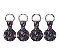 Mexican Floral Skulls Chili Peppers Cute Keychain Holder Case Soft GPS Tracker Cover Silicone Shell Protective Compatible for AirTag