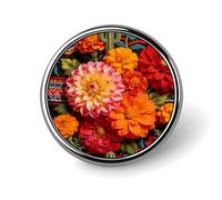 Mexican Flower Badges Pin, Personalized Exquisite Round Badge, 1 Inch Button Pins for Women And Men, Decorative Metal Round Brooch for Clothing, Backpacks, And Hats