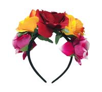 Mexican Flower Crown Headband Halloween Hairband Rose Flower Crown Headpiece Floral Hair Accessories for Cosplay Carnival Party Costume Headwear