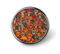 Mexican Folk Art Badge,Comfort Light in Weight Round Emblem Cute Funny Decor Brooch Smooth Does Not Fade Badges for Hats Jackets Coat Shirt