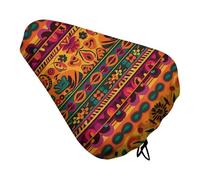 Mexican Folk Art Boho Bike Seat Cushion Cover Soft Padded Bike Seat Cover for Men Women Comfort, Waterproof Road Bikes Saddle Covers with Drawstring Replacement Exercise Seats Cushion for Mountain Bik