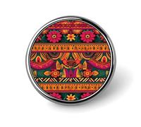 Mexican Folk Art Boho Button Pin 1 Inch, Personalized Metal Lapel Pins, Lightweight Round Brooch Pin, Elegant Button Badges, Funny Enamel Pins for Shirts Jackets Bags & Gift