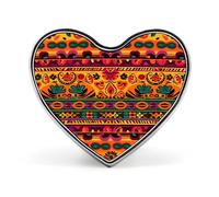 Mexican Folk Art Boho Button Pin Classic Cute Heart Shape Brooch Exquisite Fashionable Badge Elegant Lapel Pin Personalized Pins Button for Clothing Backpack Hat Jackets Decorate
