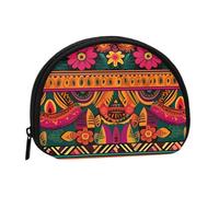Mexican Folk Art Boho Coin Purse with Zipper Mini Coin Pouch Small Change Wallet for Men Women Coin Bag Personalized Credit Card Bags Everything Storage Pouch for Headset ID Key Lipstick