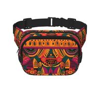 Mexican Folk Art Boho Fanny Pack For Women Waterproof Adjustable Belt Bags Waist Pack Fashion Casual Crossbody Bags Bum Bag For Running Workout Hiking Traveling, Black, One Size