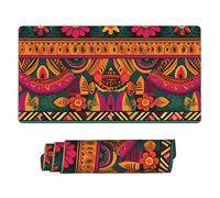 Mexican Folk Art Boho Gaming Mouse Pad Extended XXL Mouse Mat with Stitched Edges Non-Slip Long Desk Pad 16x31.5in Large Desk Mat for Keyboard Home Office Gaming Work