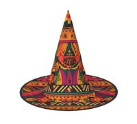 Mexican Folk Art Boho Halloween Witch Hats 2 Pcs, Witches Hat Mens Womens Floating Hats Costume Accessories Indoor Outdoor Halloween Decorations For Porch Yard Indoor Outdoor Decor Party Supplies