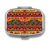Mexican Folk Art Boho Pill Box Pill Organizer Pill Case 2 Compartment Medicine Pill Organizer Small Pill Case Pill Container Pill Holder Cute Pill Box Mini Pill Case