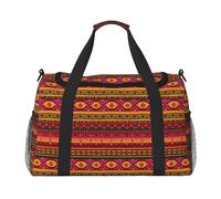 Mexican Folk Art Boho Print Everyday Use Travel Duffle Bag Large Capacity Travel Bag Stylish Functional Bag, Black, One Size