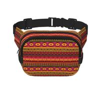 Mexican Folk Art Boho Print Fashion Waist Packs Square Layer Waist Bag Black Belt Bag with Adjustable Strap, Black, One Size