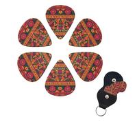 Mexican Folk Art Boho Print Guitar Picks 6 Pack Guitar Plectrums with Pick Holders Bass Picks For Acoustic Guitar Bass Electric Ukulele Includes 0.46mm, 0.71mm, 0.96mm