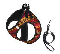 Mexican Folk Art Boho Print Harness Leash Set For Cat Dog, Reflective Adjustable Escape-Proof Vest Lead With Soft Breathable Mesh, For Small Pets And Kitten Puppy