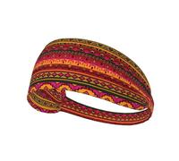 Mexican Folk Art Boho Print Wide-Brimmed Fashionable Elastic Exercise Headband for Running and Workouts