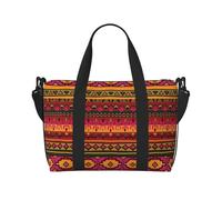 Mexican Folk Art Boho Printed Travel Bag Duffle Bag for Men Women, Large Water Resistant Gym Bag Weekend Holdall Bag with Shoulder Strap