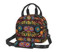 Mexican Folk Art Boho Prints Lunch Bag Tote Bag for Women Men, Insulated Lunch Cooler Bag Organizer for School Picnic Work Outdoor