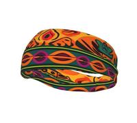 Mexican Folk Art Boho Sports Headbands for Men Women Moisture Wicking Athletic Sweatband Wide Elastic Hair Bands Non-Slip Head Bands for Fashion, Washing Face, Workouts, Yoga, Daily Use