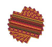 Mexican Folk Art Boho Style Linen-Look Placemats Set of 6 PCS, 45x30cm Heat Resistant Double Layer Washable Table Mats for Dining Table, Daily Meals & Outdoor Picnic