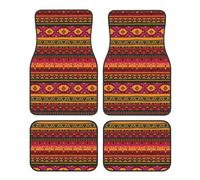 Mexican Folk Art Boho Universal Car Floor Mats 4 Piece Set, Front & Rear Waterproof Non-Slip Car Foot Mats, Car Carpet Protectors For Most Sedans, Trucks, Suv