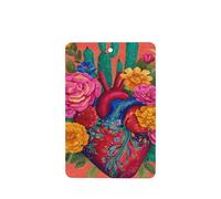 Mexican Folk Art Sacred Heart Cacti Flowers Car Air Fresheners 4 Pcs Hanging Scented Cards Fragrance Scented Cards For Car Aromatherapy Tablets