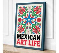 Mexican Folk Celebration Boho Canvas Wall Art Print 18x12 Inch