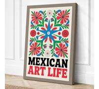 Mexican Folk Celebration Boho Canvas Wall Art Print 18x12 Inch