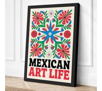 Mexican Folk Celebration Boho Canvas Wall Art Print 24x16 Inch