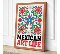 Mexican Folk Celebration Boho Canvas Wall Art Print 24x16 Inch