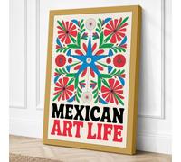 Mexican Folk Celebration Boho Canvas Wall Art Print 30x20 Inch (76 x 51 cm)