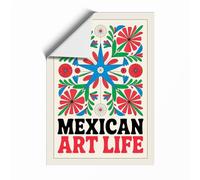 Mexican Folk Celebration Boho Unframed Wall Art Print A3 (42×29.7cm), Wall Decor for Living Room, Bedroom, Office & Home, Art Gift